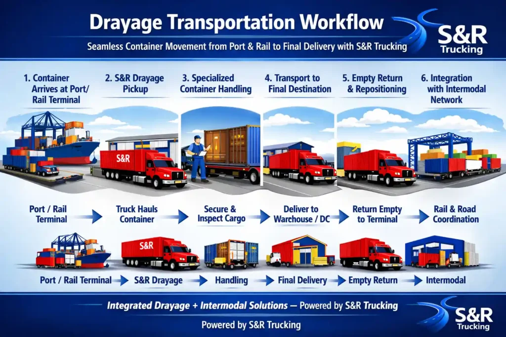 S&R Trucking drayage and intermodal transportation workflow