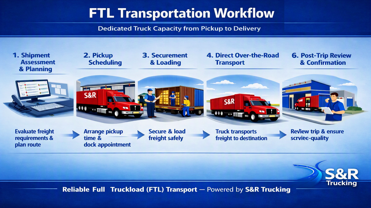 FTL Transportation Workflow - dedicated truck capacity from pickup to delivery